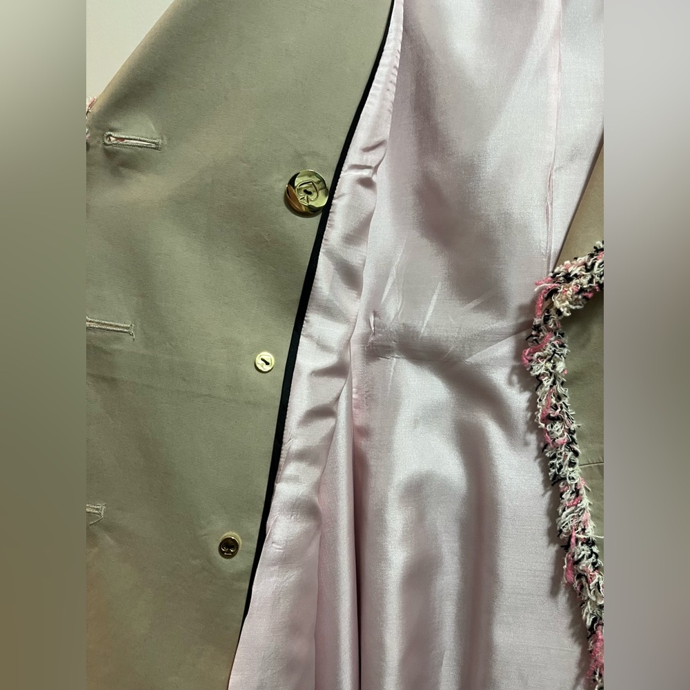 Kate Spade Trench Coat with Pink, Black, and White Fringe - Picture 5 of 13